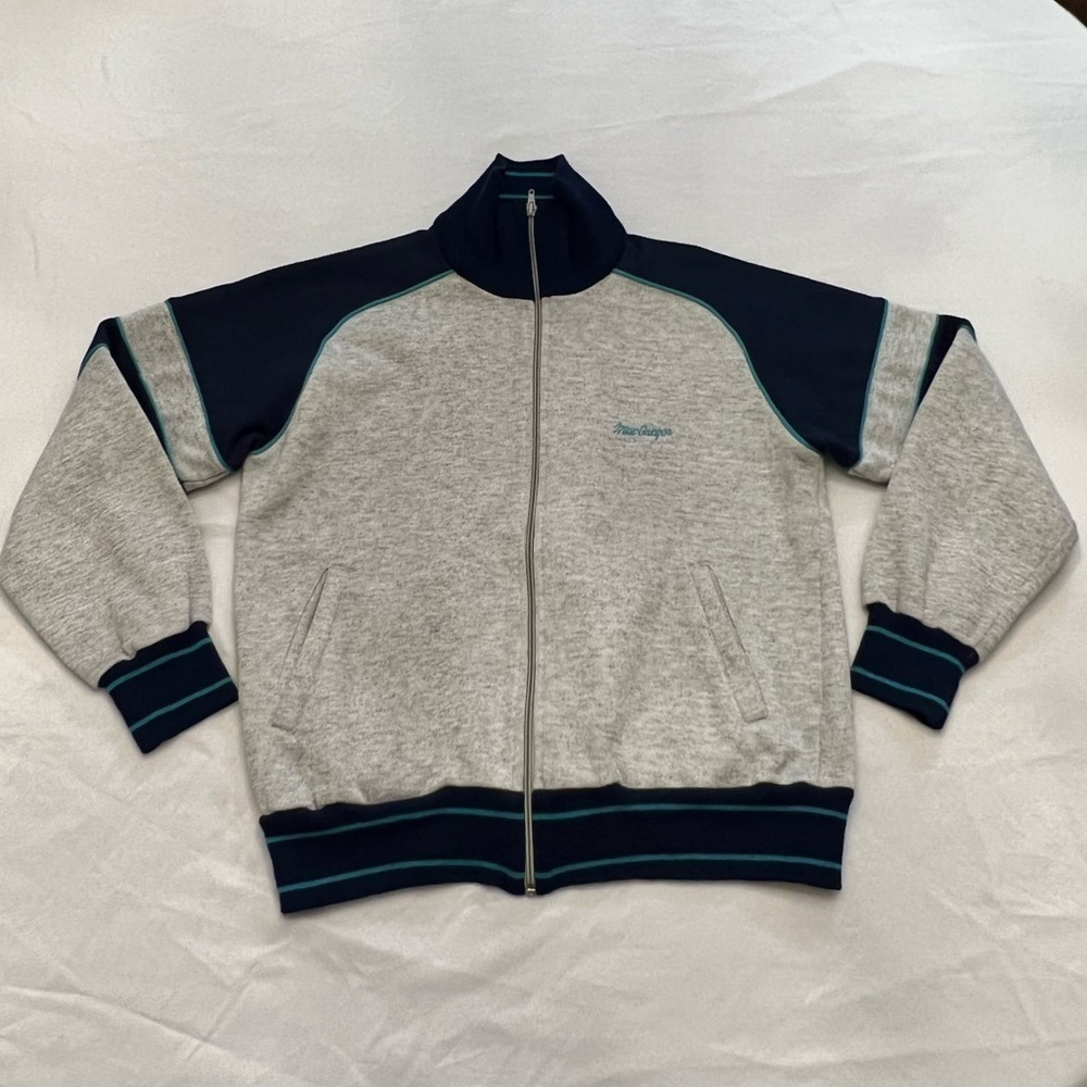MAC GREGOR Vintage 80’s  Men’s Mock Neck Zip Up Fleece Jacket, Size Medium.
